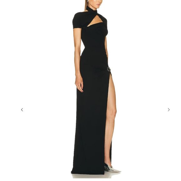 NWT Coperni Long Asymmetric Draped Dress in Black size medium - Picture 2 of 13